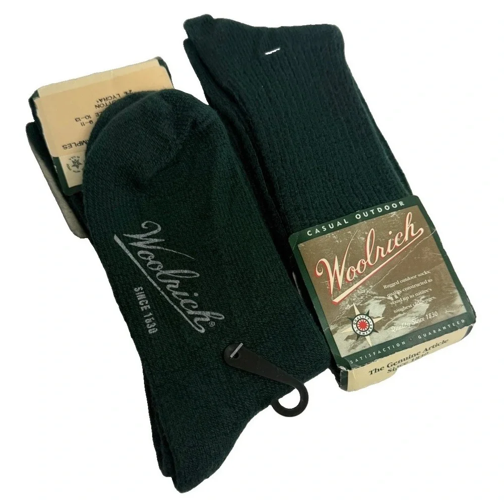 Vintage Woolrich Socks Sample Lot 2 Pair Green Made USA NOS Deadstock
